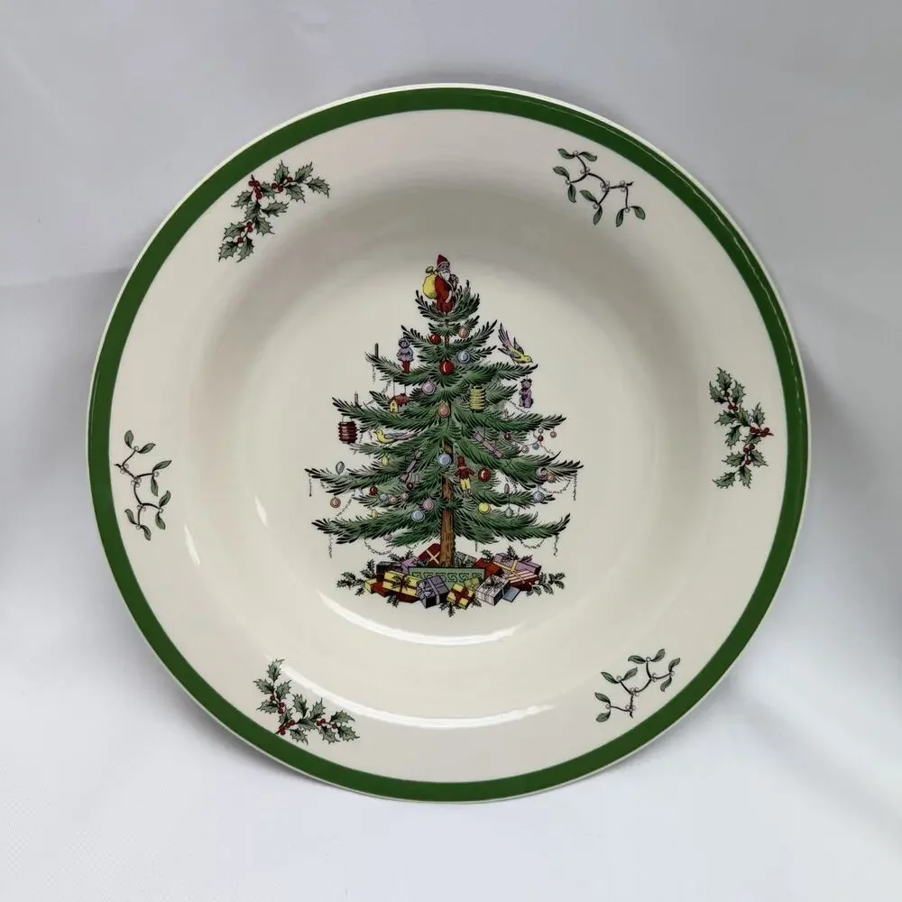 Spode Christmas Tree Vegetable Serving Bowl 12” Round Holiday Dish England